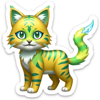 Green and Yellow Electrike-Sprigatito-Bobcat-Amaura-Aurorus-Shiny-glorp-cat-fusion (full body) sticker