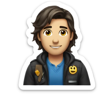 I wanna see emoji An airport employee at the check-in desk is male and he is a brunette sticker