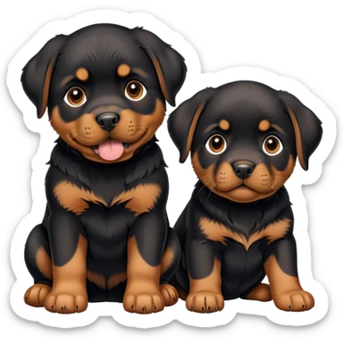 Rottweiler puppy with black Labrador puppy sticker
