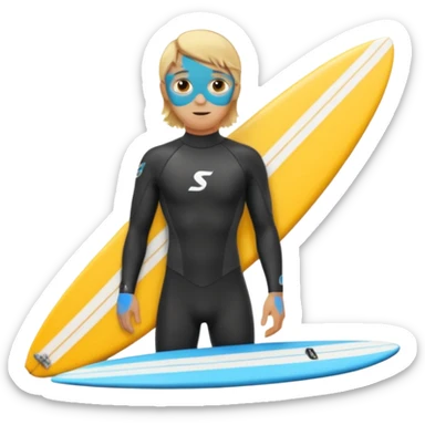 blonde haired white surfer with surfboard  sticker