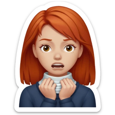 red head girl choking herself sticker