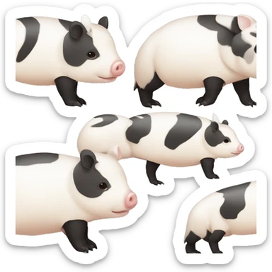 Black and white piebald chubby round armadillo pig panda centipede armadillo wearing a crown sticker