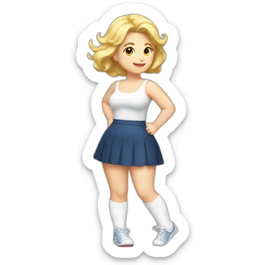 full-body-back-view-curvy-caucasian-beauty-in-small-skirt-lifted-by-strong-wind-butt-white-socks sticker
