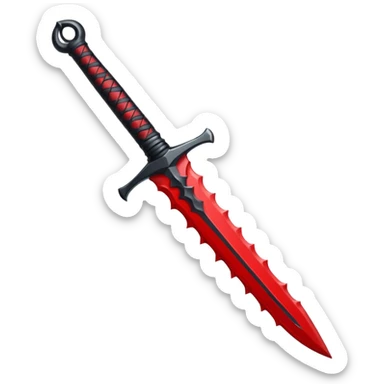 iOS sticker, ritual dagger, red blade, black handle, minimal sticker