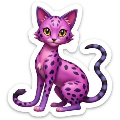 Gradients-colored realistic elegant lanky feminine cute pretty  Liepard-Purrloin-Litten-Sprigatito-Pokémon-fusion-creature (full body) sticker