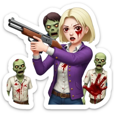 Person shooting shotgun at zombie, action pose, blood splatter, dark horror style, no background








 sticker