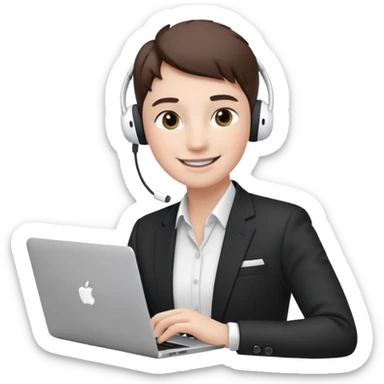 video meeting via laptop smiling person with airpods  sticker