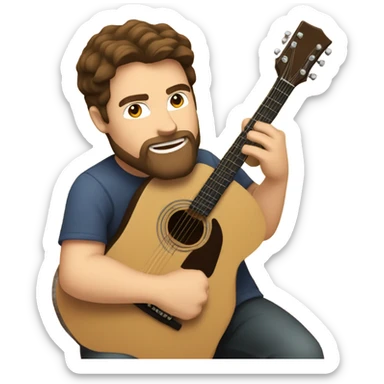 Caucasian man with brown hair and goatee playing acoustic guitar sticker