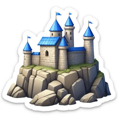 blue-roofed fortress on the rock sticker