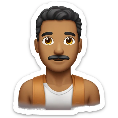 A guy have tan skin from jordan he have a mustache not condensed and littlebit wide nose sticker