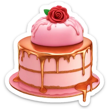 Rose gold cake with rose gold syrup oozing out of it sticker