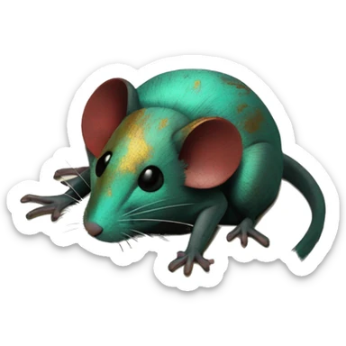 Black red gold green cyan rusty grunge effect scratched patina rat mouse puppy scorpion tail stinger  sticker