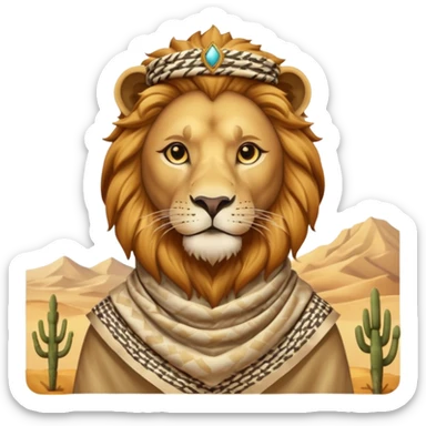León con keffiyeh estilo rey árabe actual  sticker
