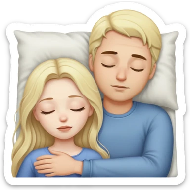 girl with long dark brown hair and pale skin sleeping with a man who is blonde sticker