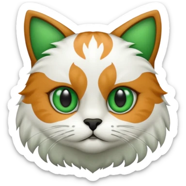 um gato branco com manchas pretas  olho preto e verde sticker