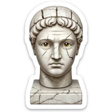 white cracked marble greek statue head sticker