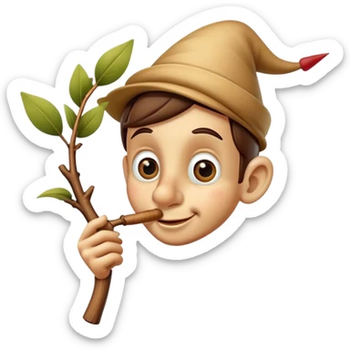 Pinnochio with a branch nose  sticker
