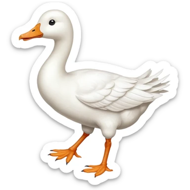 Make me an emoji of a goose that is running towards something. Also make it white.  sticker