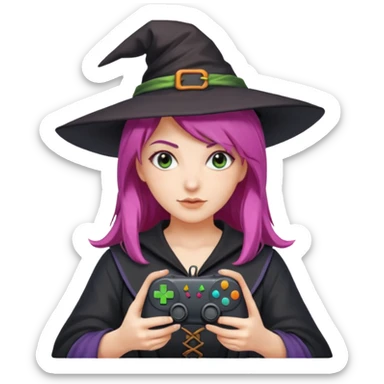 colored hair gamer witch game pad controller sticker