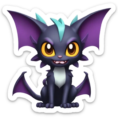  Kawaii Edgy Cool Vampiric Beautiful Noivern-Nargacuga-Litten with big Bat Ears full body sticker