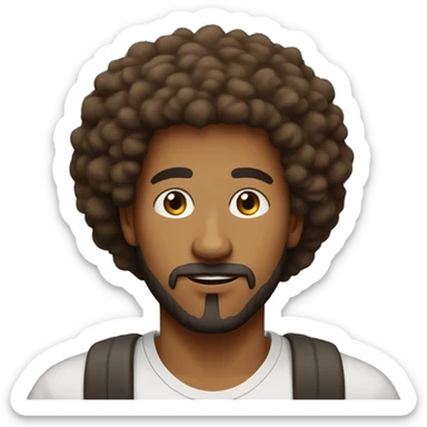 I need an emoji of me. One men in 24 years old, long afro, brown eyes, goatee beard without moustache  and skin light brown sticker