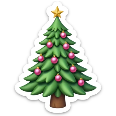 Cute christmas tree with pink decoration sticker