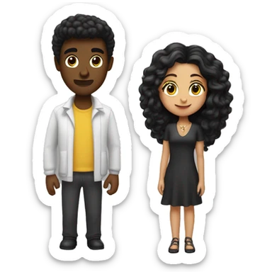 Un chico pelo negro corto y una chica pelo melena rubio cenando sticker