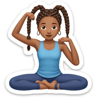 Black girl with braids stretching her body, simple and expressive sticker