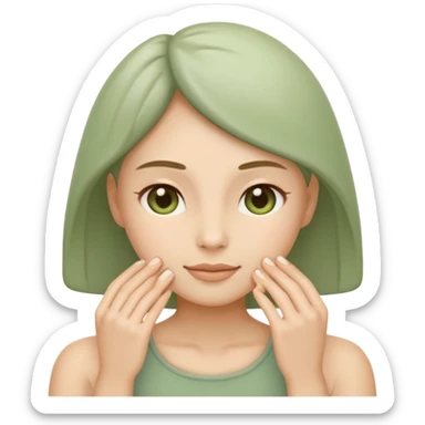 Minimal wellness emoji representing tighter skin and firmness,
subtle lifting effect, smooth contours, calm and natural,
no beauty or cosmetic symbols, soft sage green color palette sticker