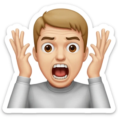 emoji with screaming face and hands crossing over throat guy sticker