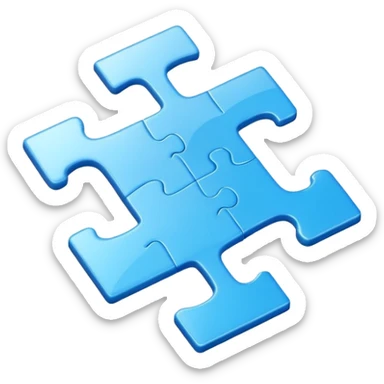 puzzle piece emoji in blue professional design for business presentation, clean edges, modern corporate aesthetic sticker