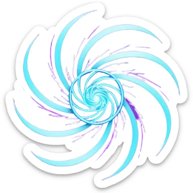 futuristic minimalistic logo icon, abstract glowing storm swirl made of neon purple (#8B5CF6) and cyan (#00E0FF) lines, representing Storm team energy and speed, digital lightning core, dark background, no face, tech-style emblem, 1:1 aspect ratio sticker