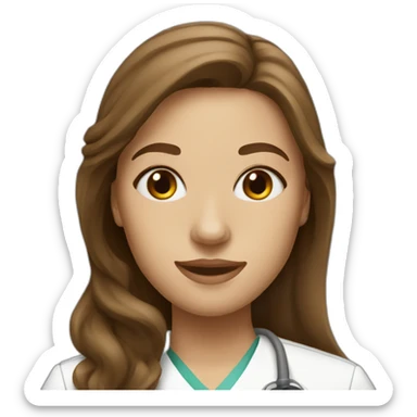 White nurse woman with long brown hair sticker