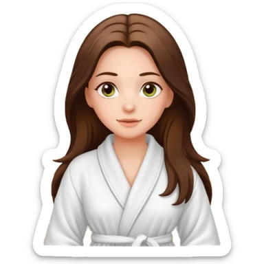 white long brunette hair girl with hazel eyes in a bathrobe  at the spa sticker