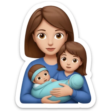 Mother holding infant brown hair fair skin sticker