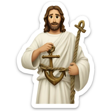jesus holding an anchor sticker