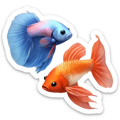 two betta fish and a koi fish sticker