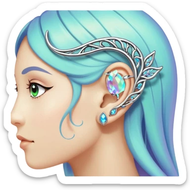 Elvish fae shiny sparkly iridescent translucent diaphanous ear climber ear cuff sticker