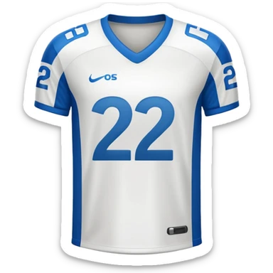 White football jersey at the back with number 22 sticker