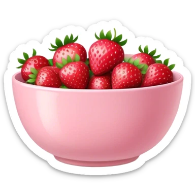 strawberries in pastel pink bowl sticker