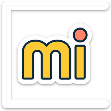 the word 'Mi' in a modern icon style, clean lines, simple and bold, suitable for an app icon sticker
