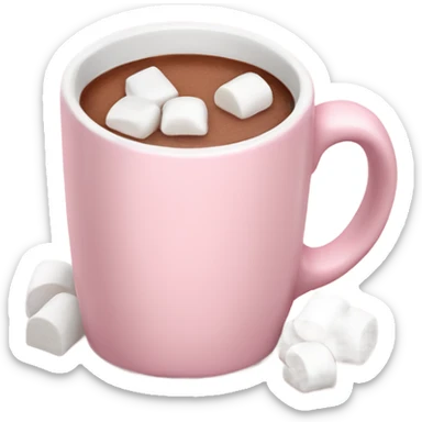 Light Pink mug of hot chocolate with marshmallows  sticker