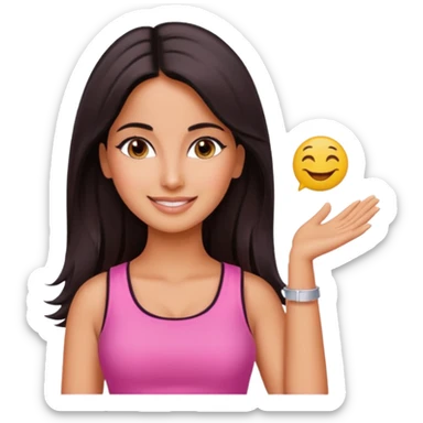 ipretty bratz emoji of katrina kaif wearing a pink top sticker