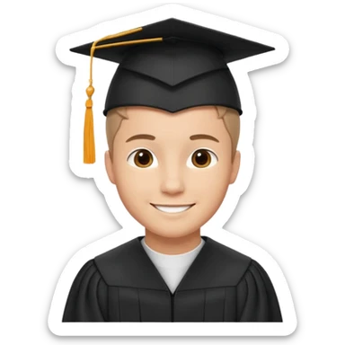 Graduated Students, Male, proudly, short hair, wearing graduation cap sticker