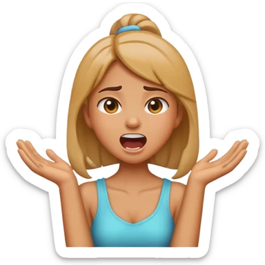 Emoji girl screaming and arms crosssed holding her neck sticker