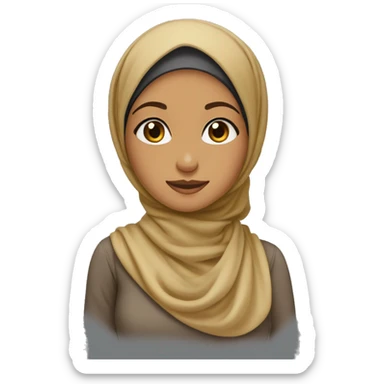 Hijabi girl with to strands of hair sticking out the hijab style shows neck and she has brown skin sticker
