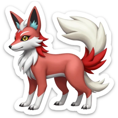 WereGarurumon-Lycanroc-Meloetta-Renamon-Zangoose-fusion-hybrid-creature (full body) sticker