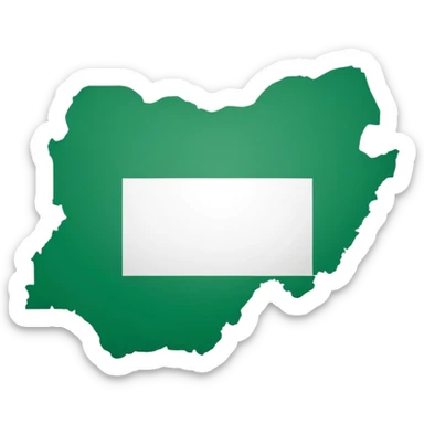 "Nigeria outline filled with the Nigerian flag colors, green-white-green, simple and bold, vector-style, clean and vibrant." sticker