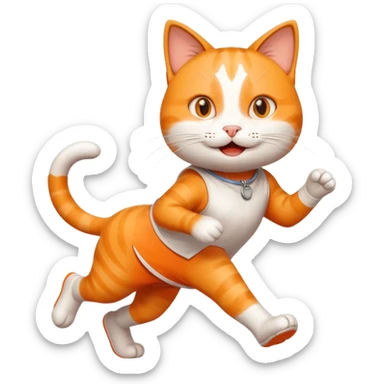 happy cat finishing a marathon sticker