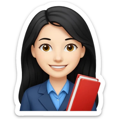 Women, professionals, teachers, black long hair sticker